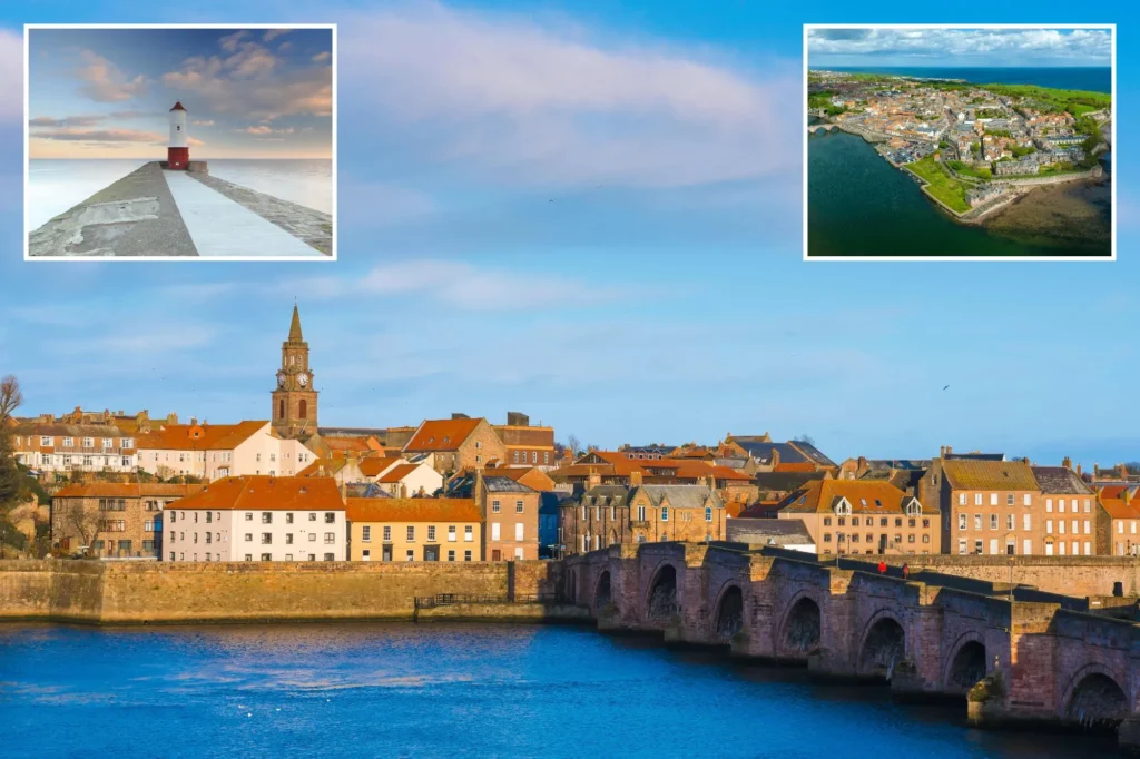 Old bridge in Berwick upon-tweed, and the light house